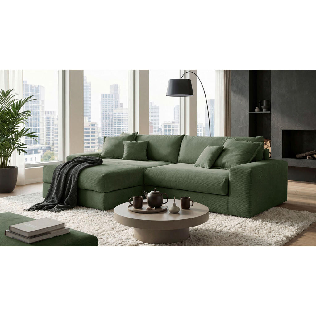 Livetastic ROZKLADACIA ROHOVÁ SEDAČKA, textil, zelená