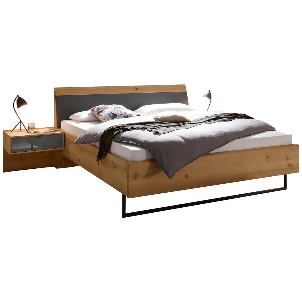 Dieter Knoll POSTEĽ S NOČNÝMI STOLÍKMI, 180/200 cm, dub bianco, lávovosivá