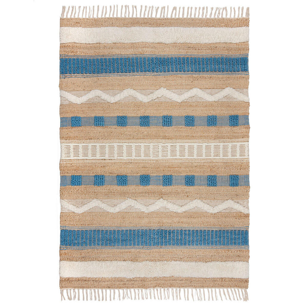 Flair Rugs VŠÍVANÝ KOBEREC, 160/230 cm, modrá, prírodná farba