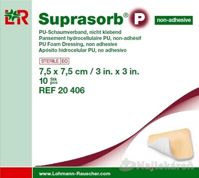 SUPRASORB P PU KRYTIE NA RANY nelepiace penové polyuretánové 15x15cm 5ks
