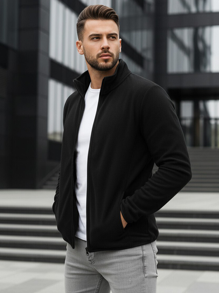 Pánska mikina na zips s kapucňou čierna FashionStreet BX4771 XL