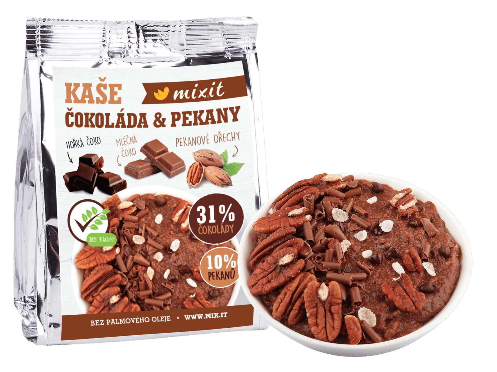 MIXIT Čokoládová kaša s pekánmi do vrecka 60 g