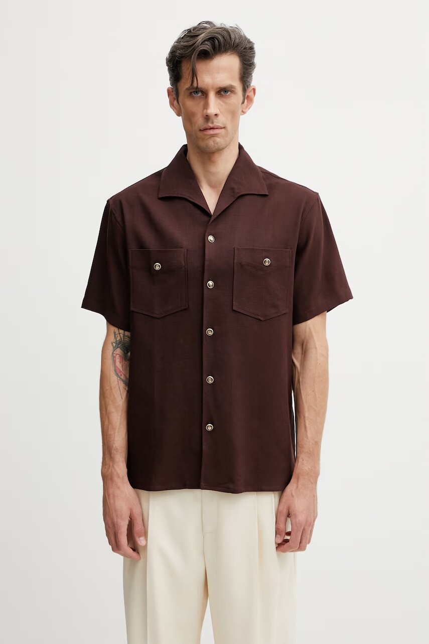 Drôle de Monsieur košeľa pánska s viskózou Chemise a Poches Viscose