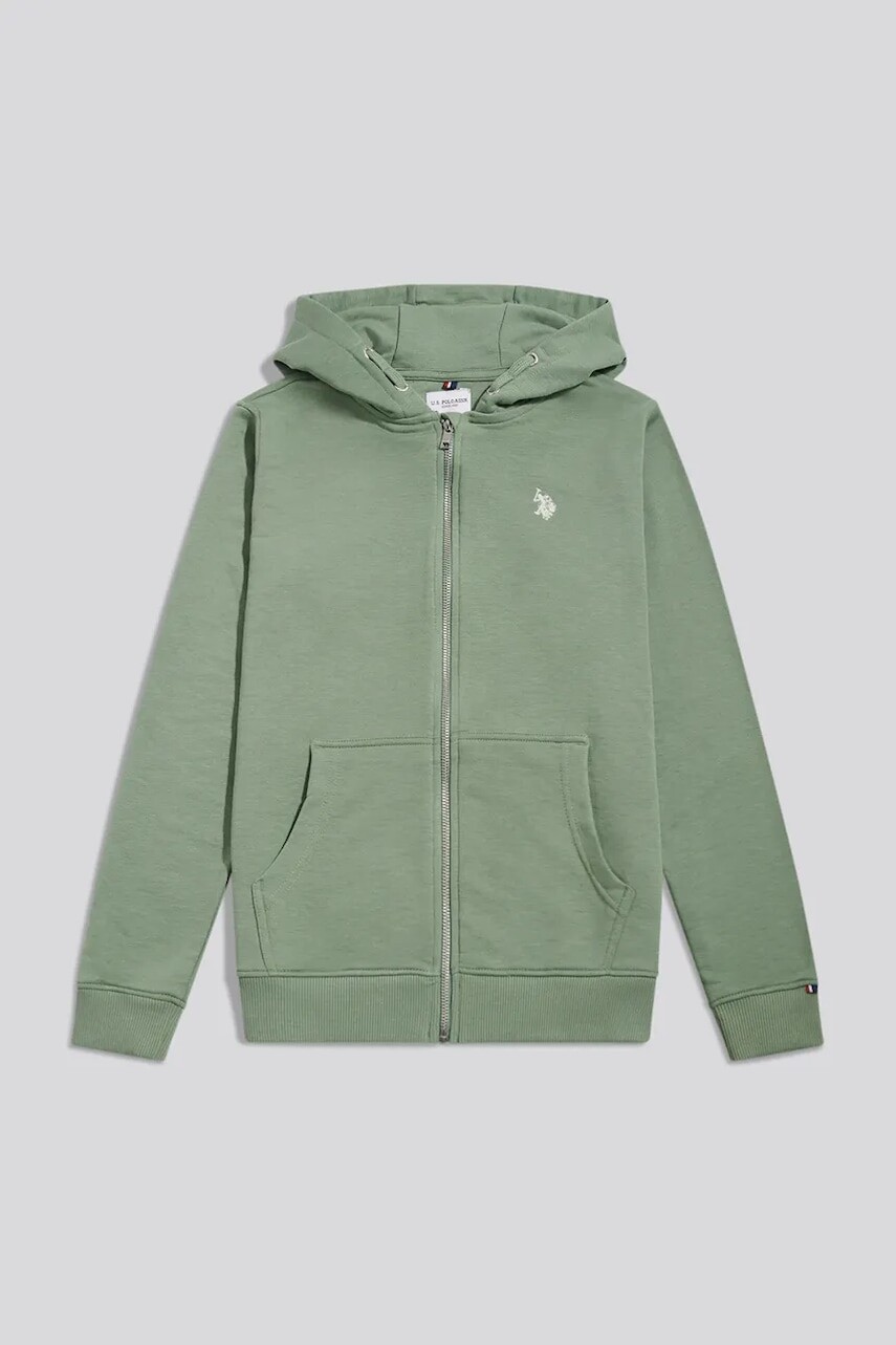 U.S. Polo Assn. mikina na zips s kapucňou detská s bavlnou