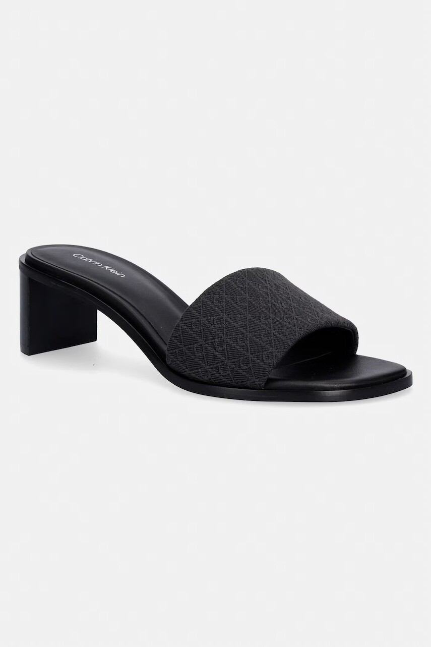 Calvin Klein šľapky na podpätku dámske BLOCK HEEL SANDAL AOP
