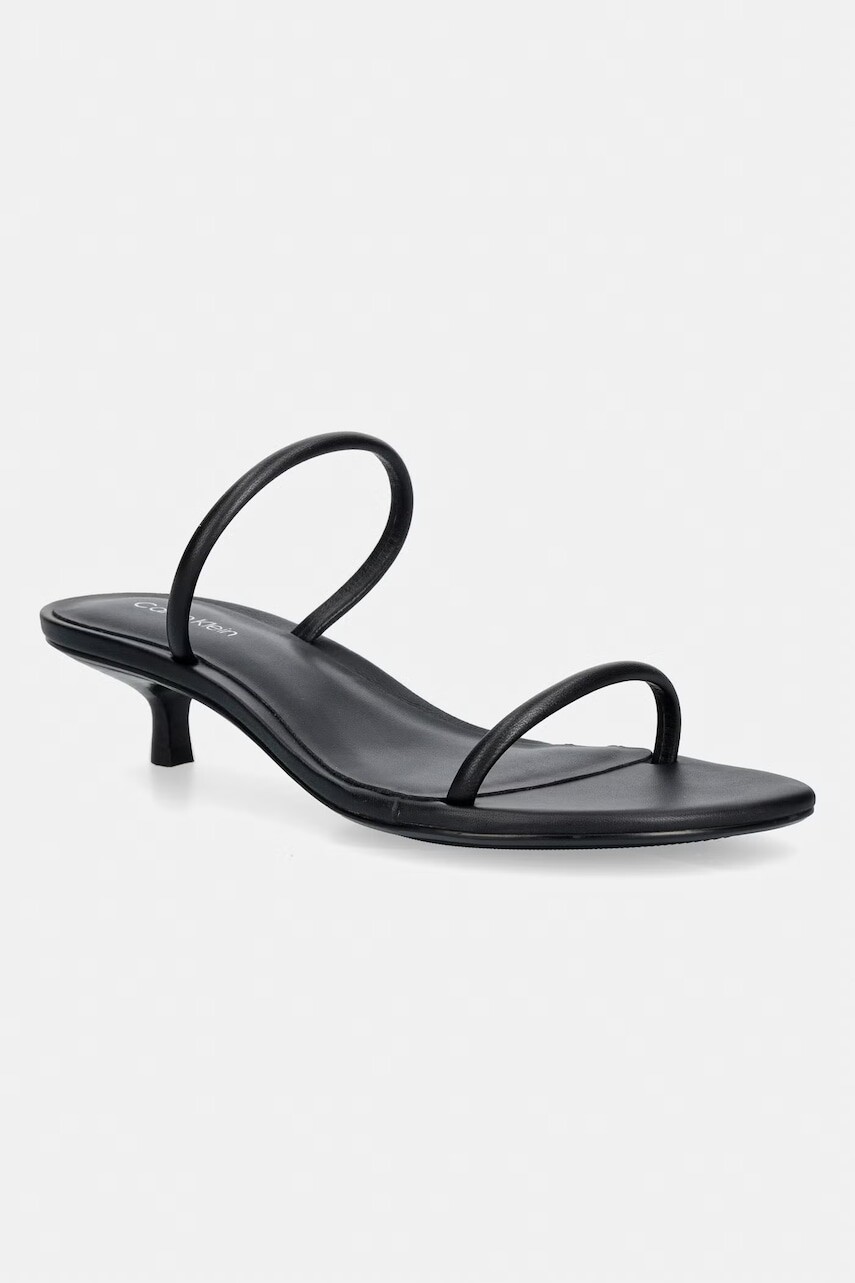 Calvin Klein sandále na ihličkovom podpätku kožené KITT HEEL SNDL DOUBLE STRAP LTH
