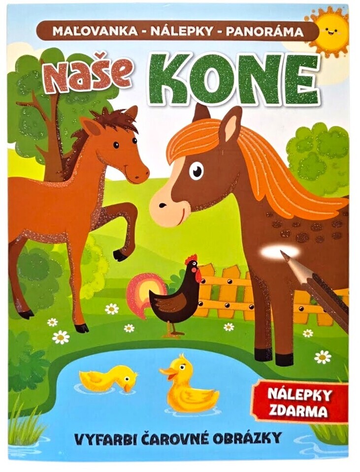 Naše kone maľovanka, nálepky, panoráma