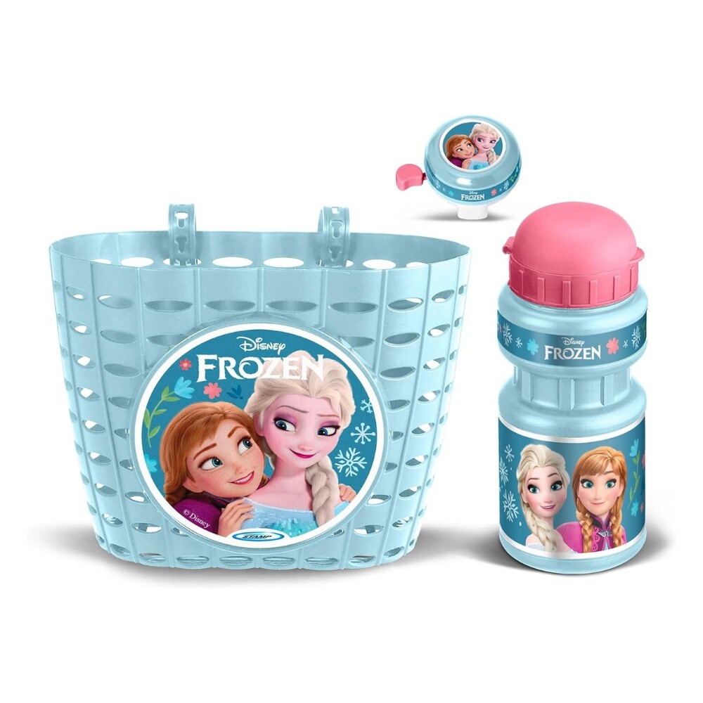 Frozen Cyklistická sada Frozen II (košík, láhev, zvonek) - světle modrá
