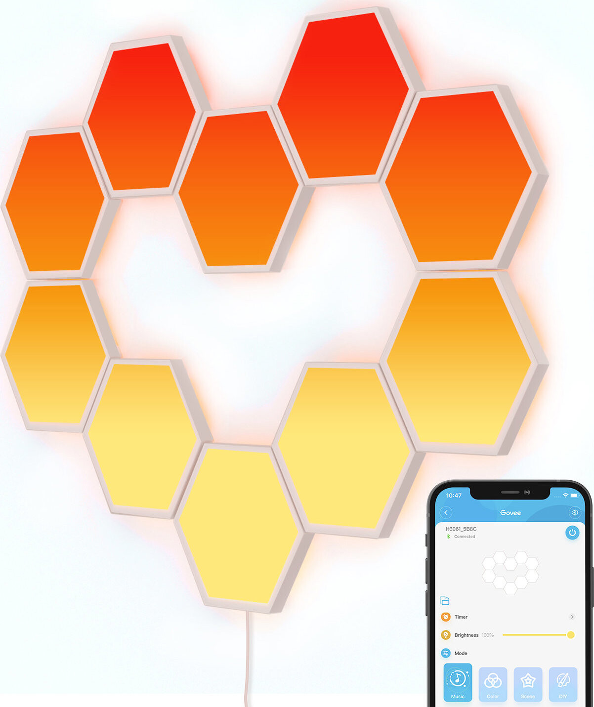 Govee RGBIC Glide Hexa svetelné panely, 10 ks