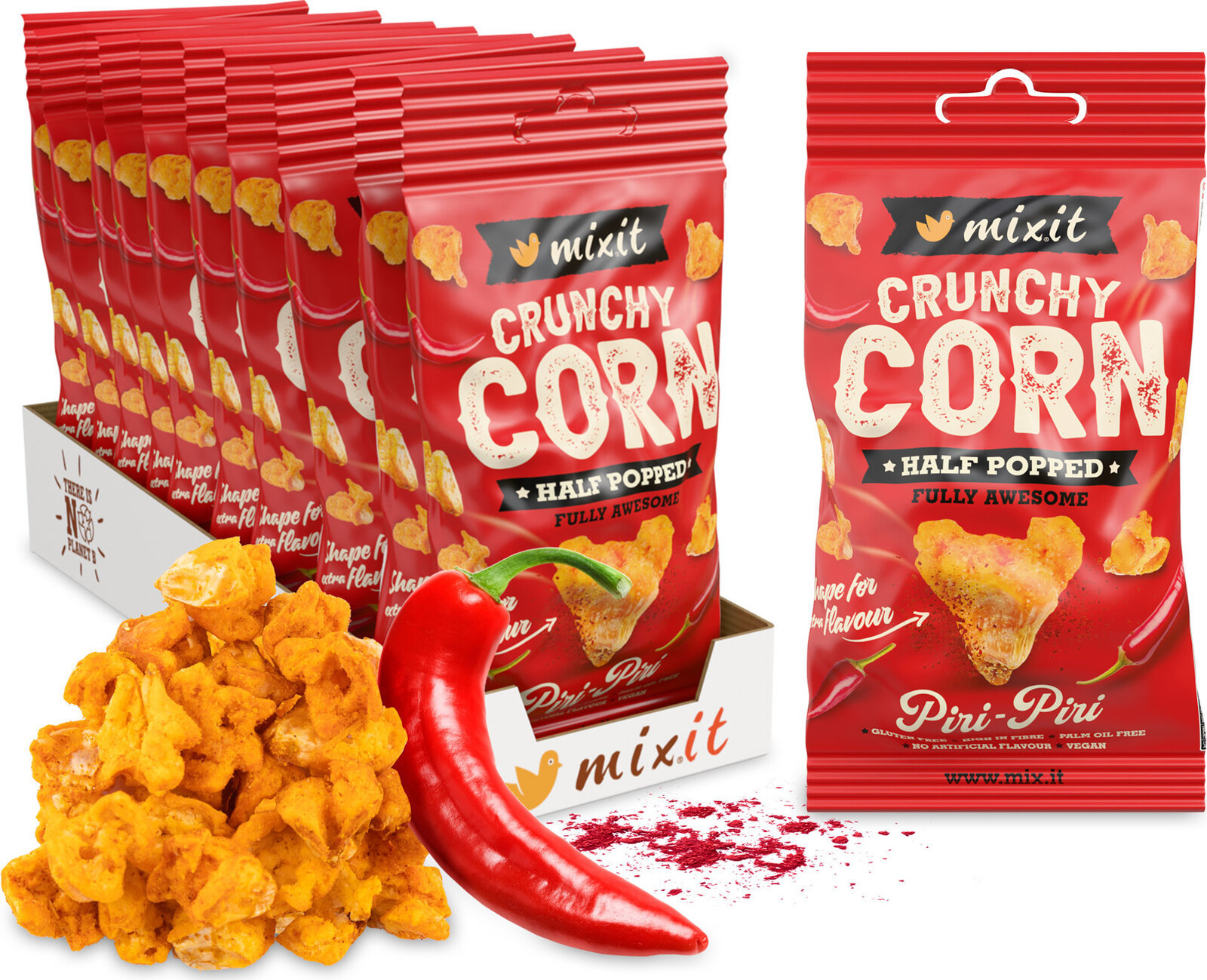 Mixit Crunchy corn Peri Peri & Kajenské korenie do vrecka 10 ks, 400 g