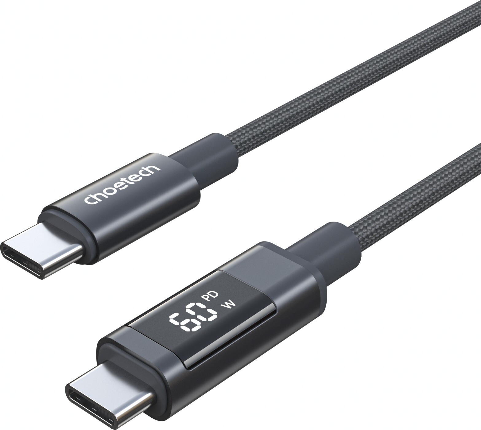 ChoeTech PD60W USB-C na USB-C Digital Display 1,2 m Nylon Cable Grey