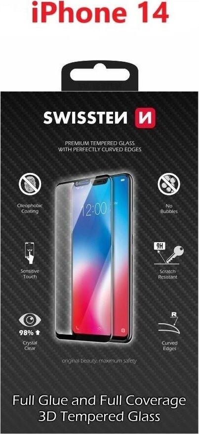Swissten 3D Full Glue pre Apple iPhone 14 čierne
