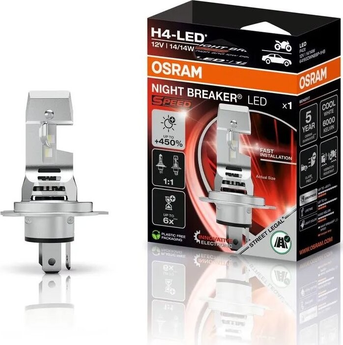 OSRAM NIGHT BREAKER LED SPEED H4 +450 %, Dizajn 1:1, 1 kus