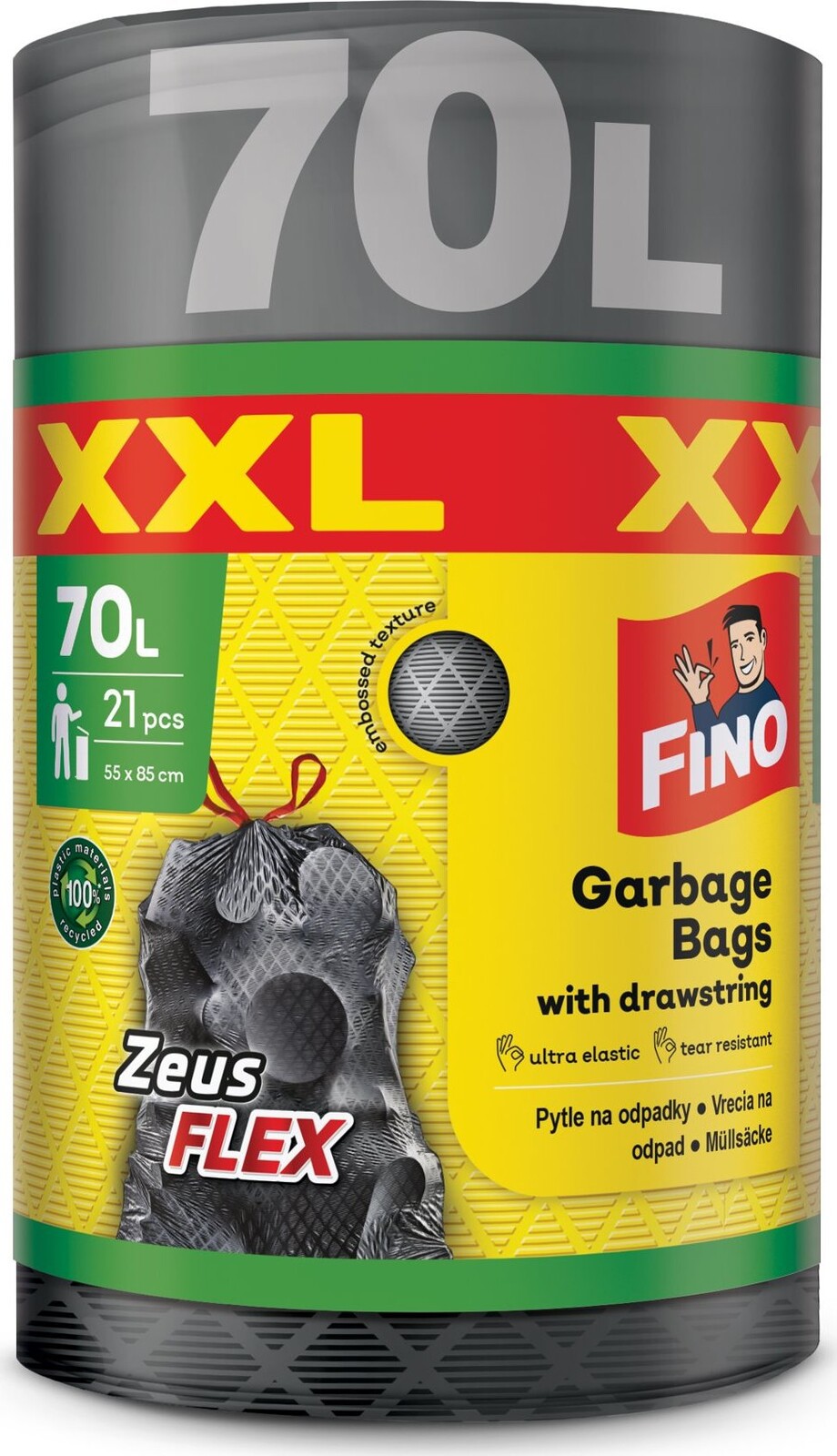 FINO Zeus FLEX zaťahovacie vrecia 35 µm, 70 l, 21 ks
