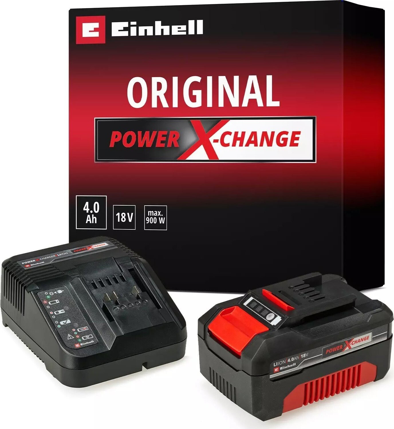 EINHELL Štartovacia súprava Power X-Change 18 V (batéria 4,0 Ah + nabíjačka), 4512042