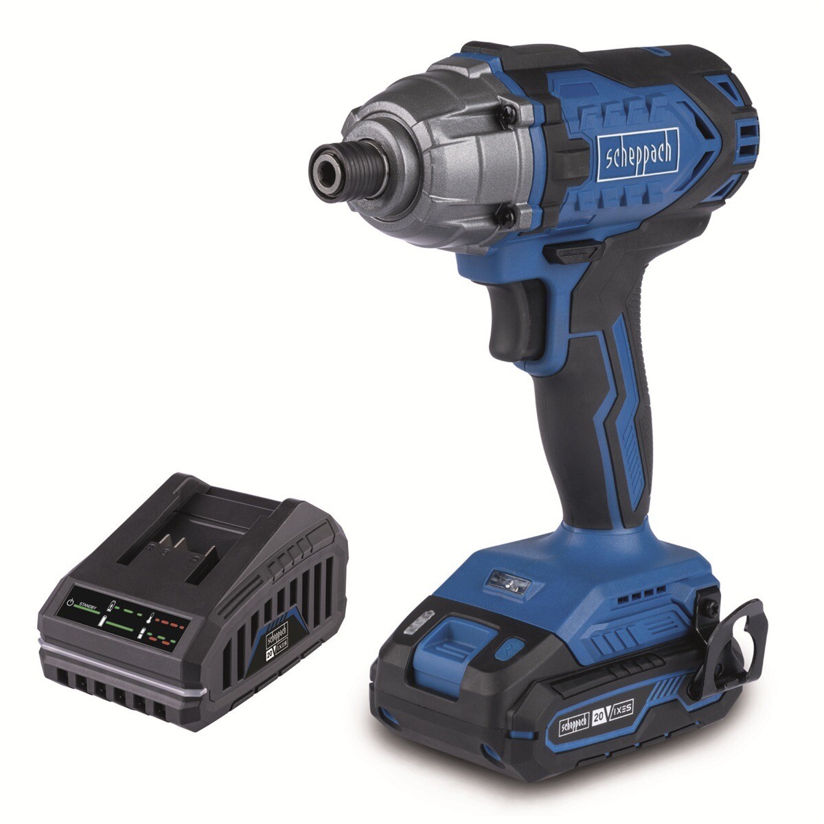SCHEPPACH Rázový uťahovač AKU 20V IXES, nabíjačka C-ID180-X-SET S (1× 2 Ah)