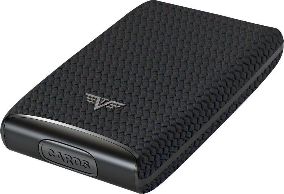 TRU VIRTU Puzdro na kreditné karty RAZOR Fan – kožená Diagonal Carbon Black