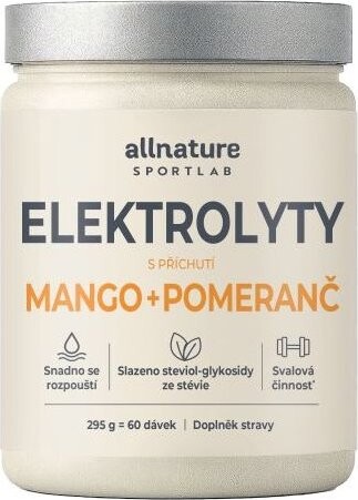 Allnature Sportlab – Elektrolyty, mango + pomaranč, 295 g
