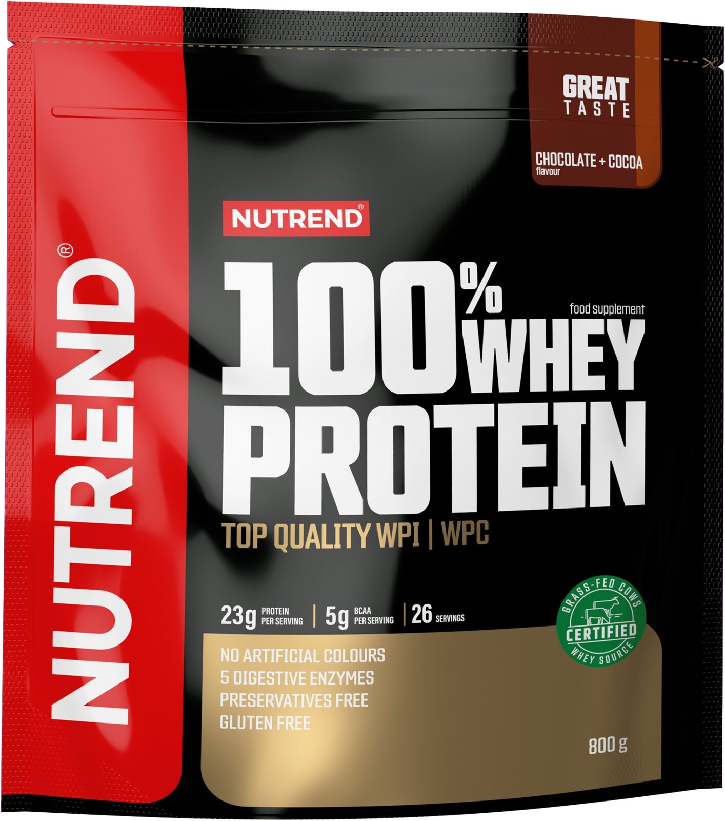 Nutrend 100 % Whey Protein 800 g, čokoláda + kakao