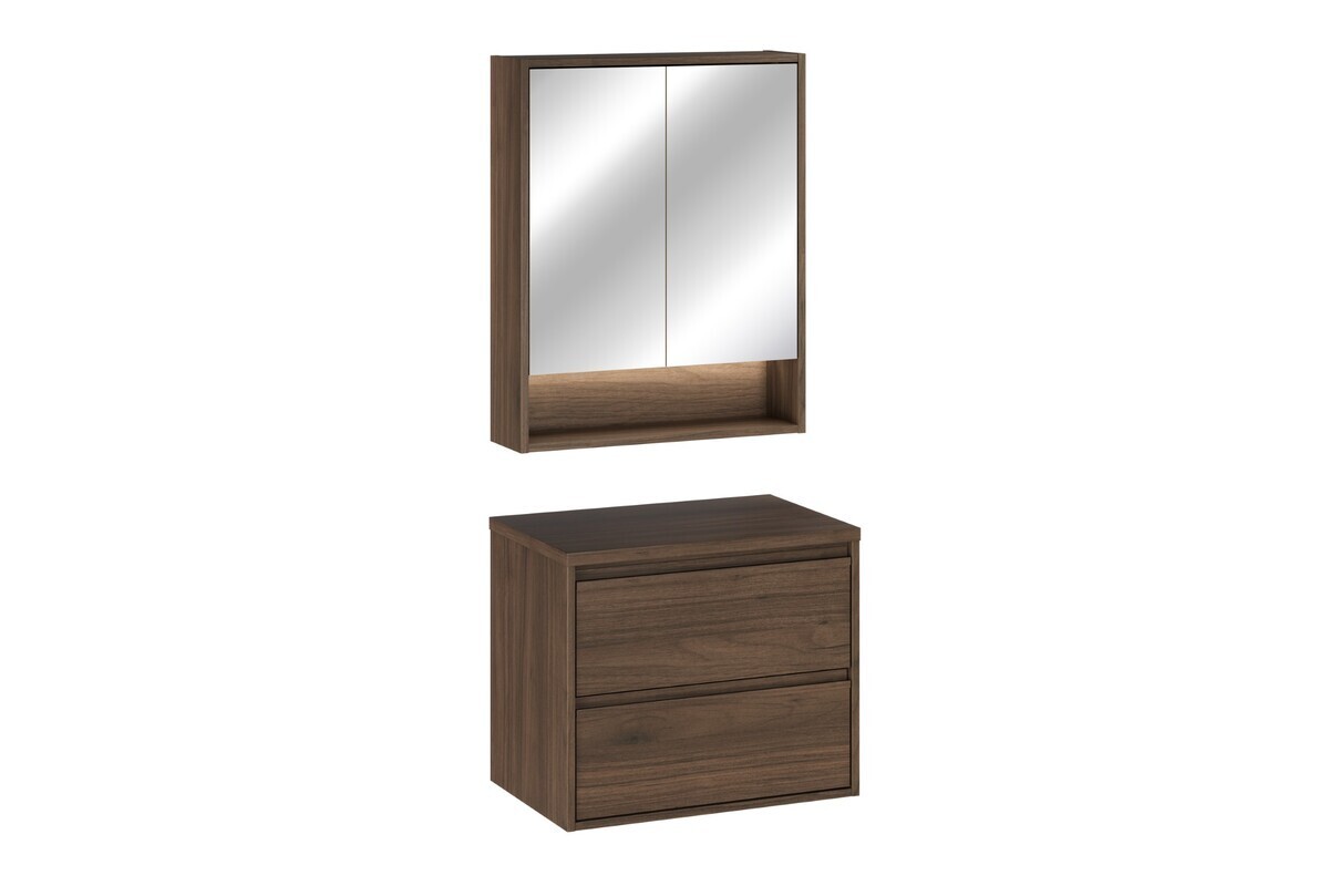 Koupelnová sestava Villa s deskou a zrcadlem 60 cm ořech