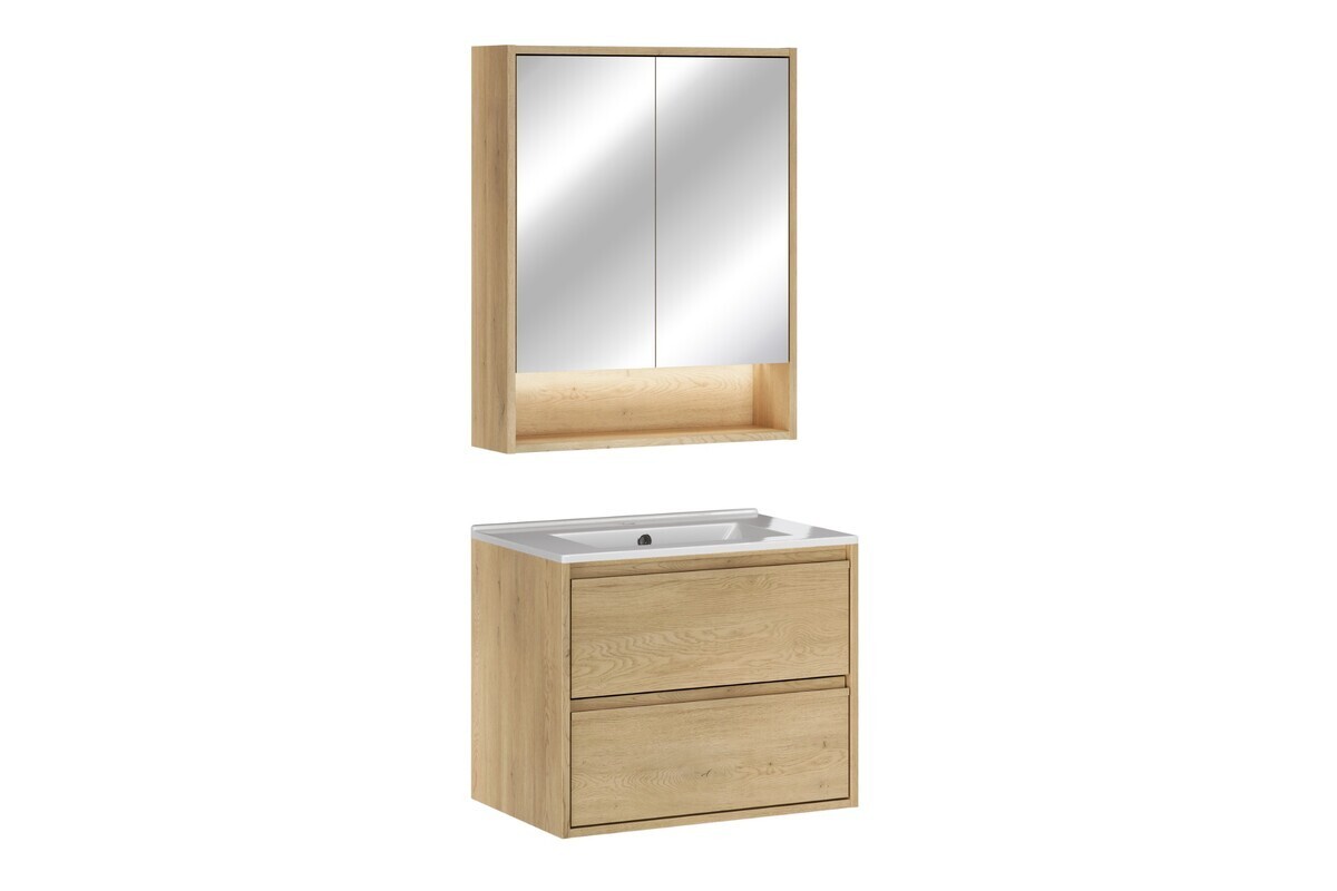Koupelnová sestava Viola se zápustným umyvadlem a zrcadlem 60 cm dub cremona