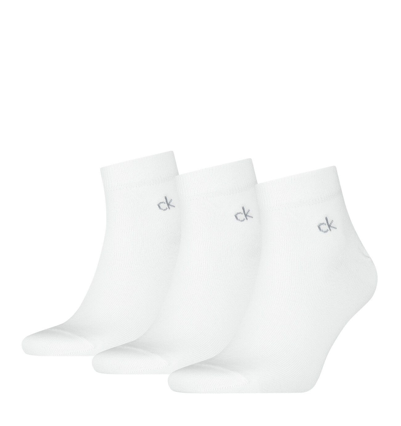 CALVIN KLEIN - pánske ponožky 3PACK quarter biele s logom CK