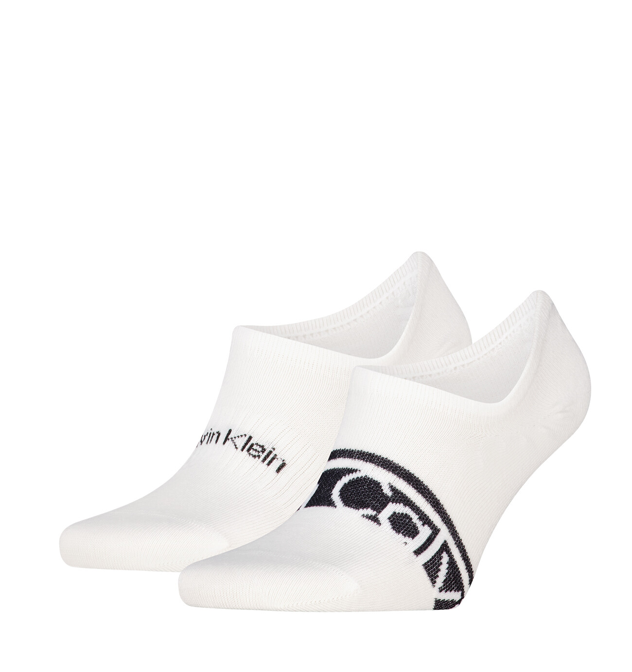CALVIN KLEIN - pánske ponožky 2PACK Logo stripe neviditeľné biele