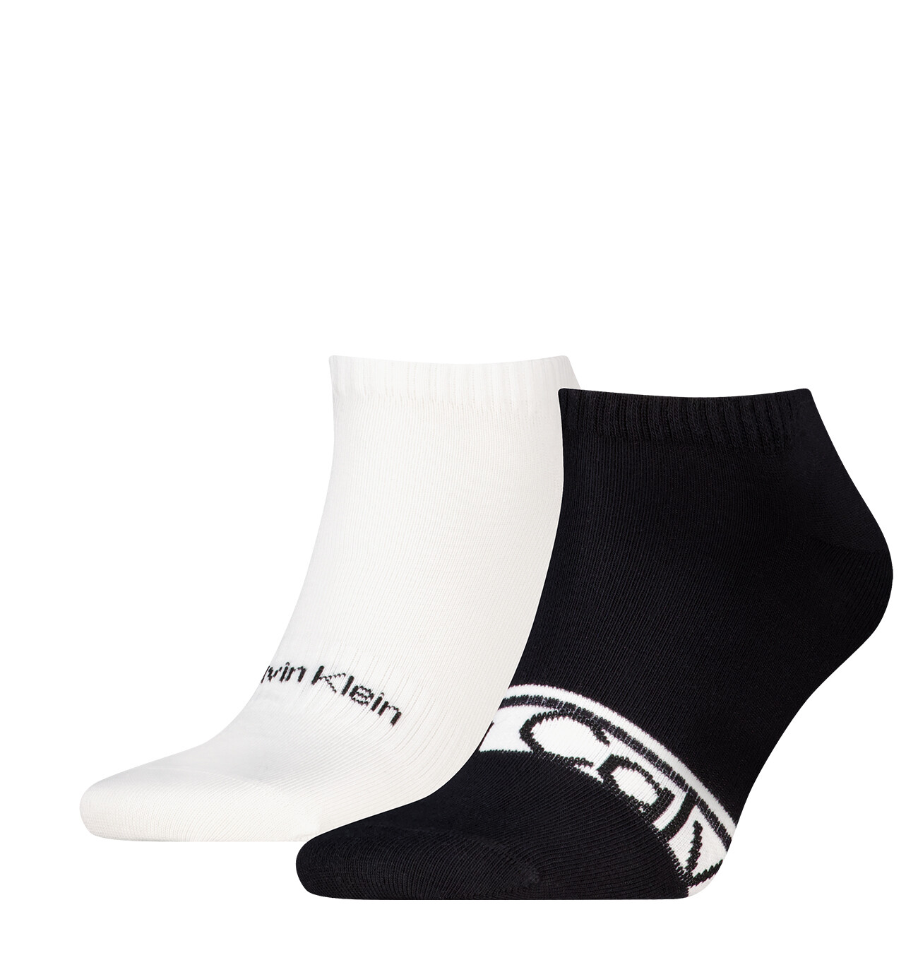 CALVIN KLEIN - pánske ponožky 2PACK Logo stripe členkové čierne