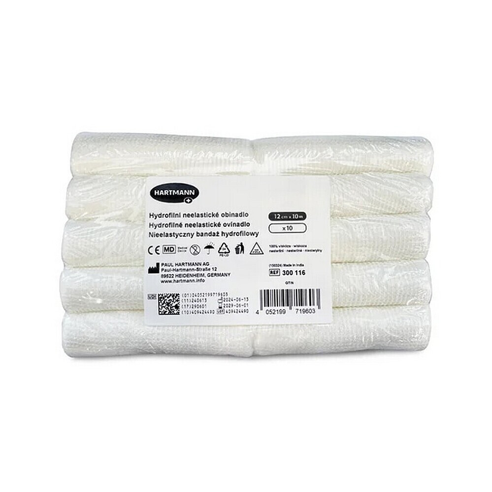 Ovínadlo hydrofilné neelastické pletené nesterilné 12cm x 10m 10ks