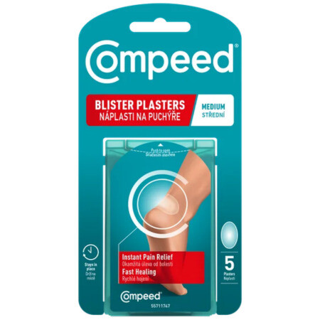 COMPEED Náplasť na pľuzgiere hydrokoloidná stredná veľ. inov. 2026 1 x 5 ks