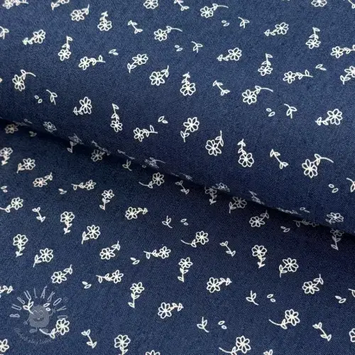 JEANS STRETCH Small retro flowers dark jeans