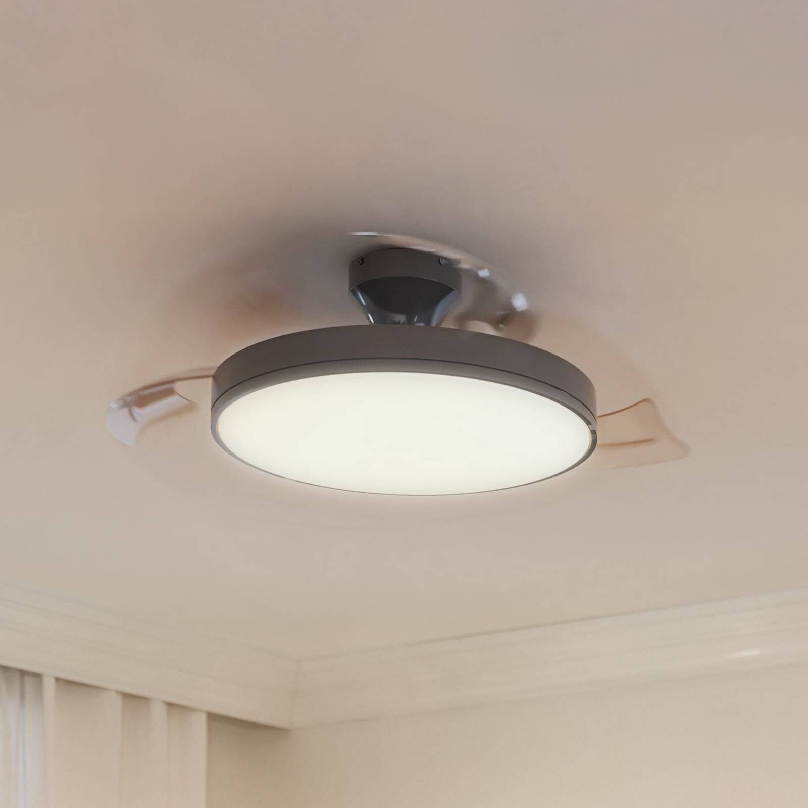Stropný ventilátor Philips LED Atlas, niklová farba, tichý, CCT