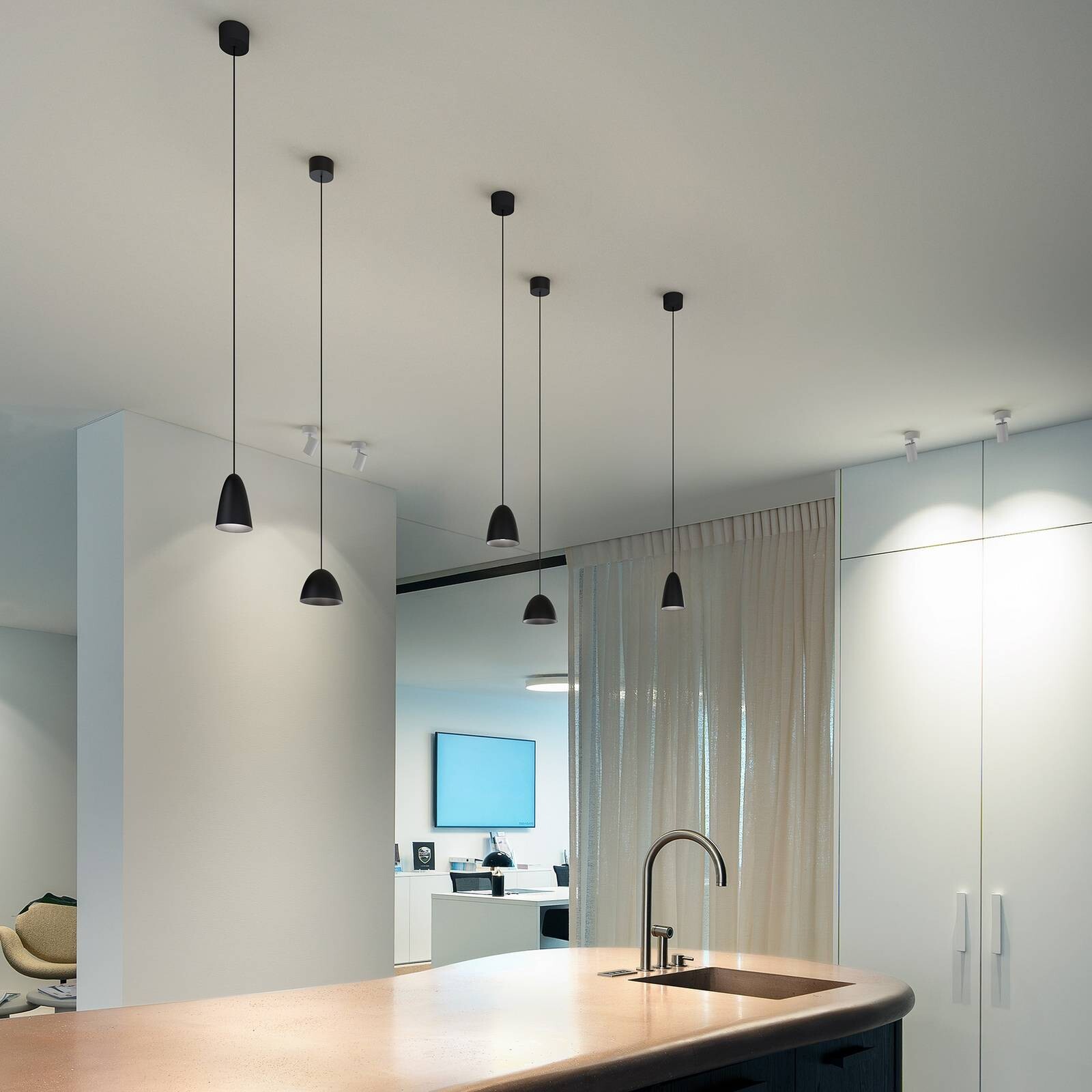 WEVER & DUCRÉ & LED závesné svietidlo Cozy Zone 1.0, čierna, 2 700 K
