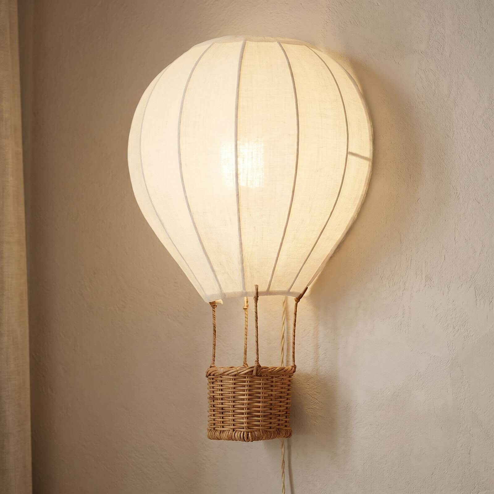 Detské nástenné svetlo Lindby Aeris, béžová, 44 cm, textil, E27