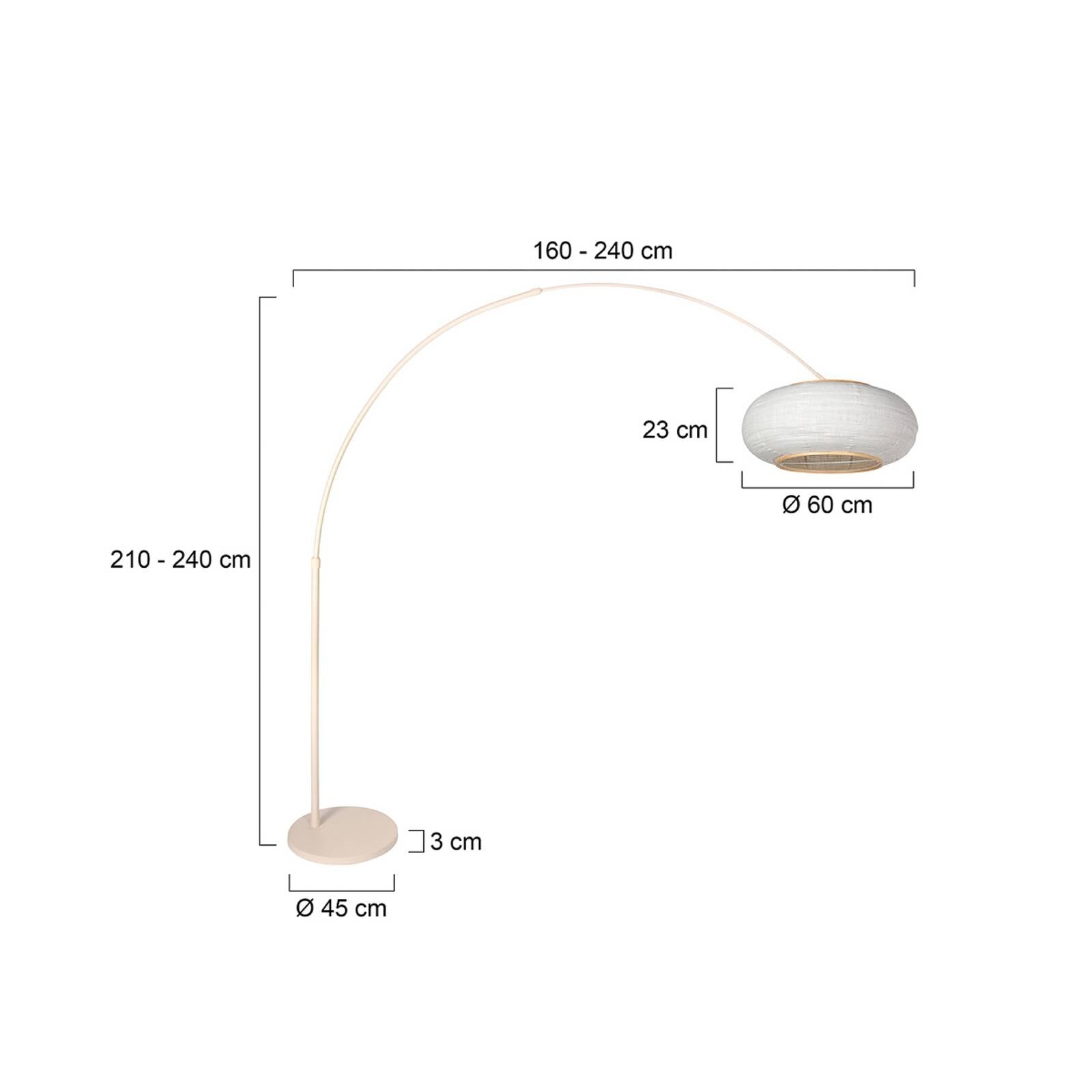 Stojacia lampa Sparkled Light v krémovej farbe a so sivým plátnom, 240 cm