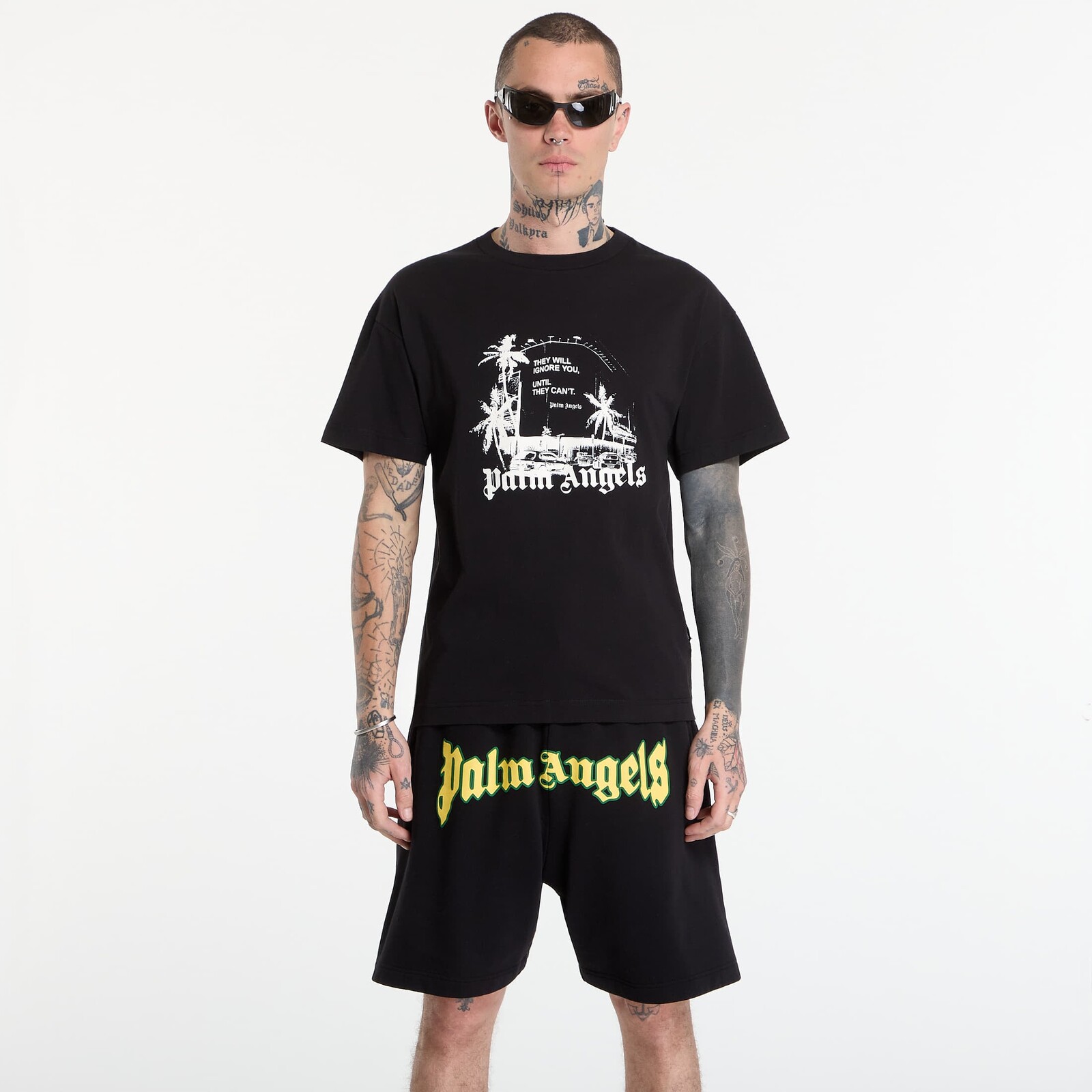 Tričko Palm Angels Palm Statement Regular Tee UNISEX Black/ Off White M