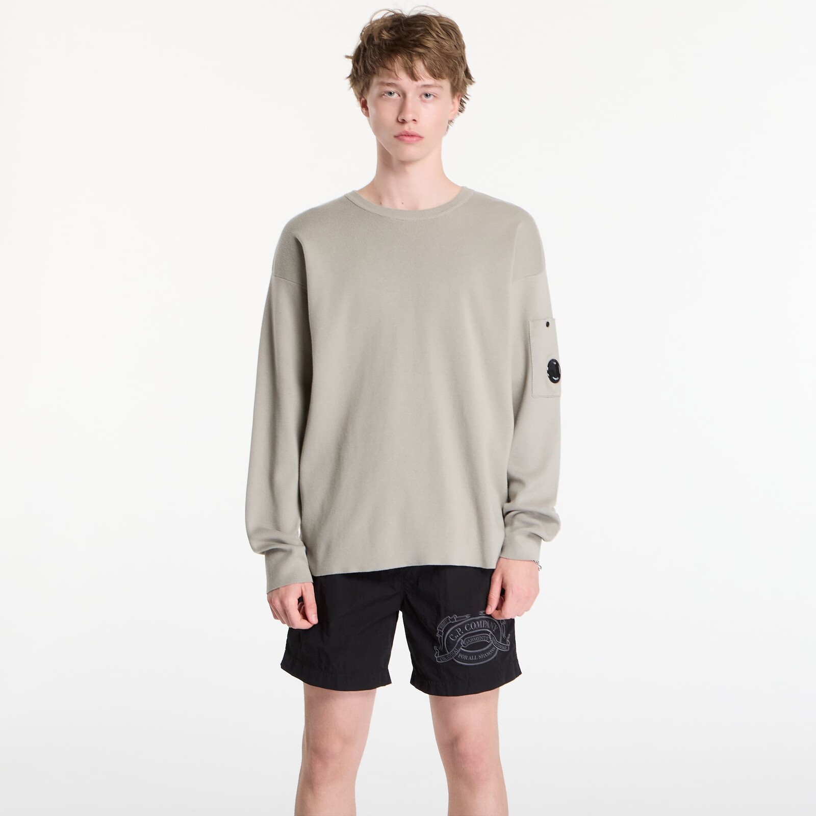 Sveter C.P. Company Cotton Sea Island Lens Sweater Dove L