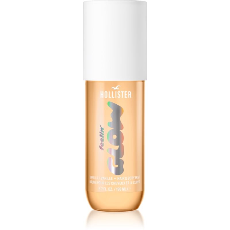 Hollister Feelin' Glow parfumovaná hmla na telo a vlasy pre ženy Vanilla 198 ml