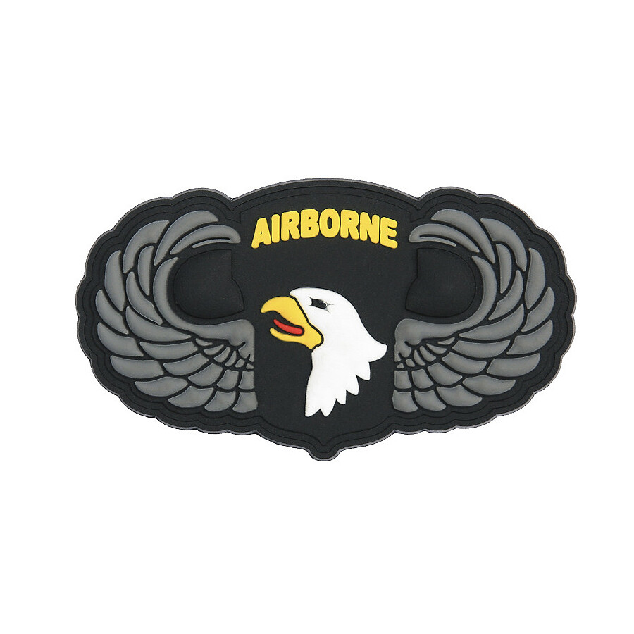 Gumová nášivka 101 Inc US 101st Airborne silver wings - farebná