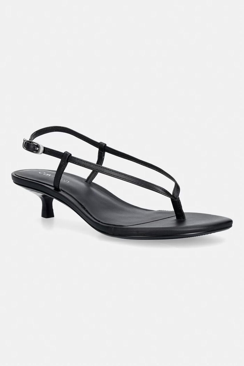Calvin Klein sandále kožené KITT HEEL SNDL STRAPPY SLING LTH