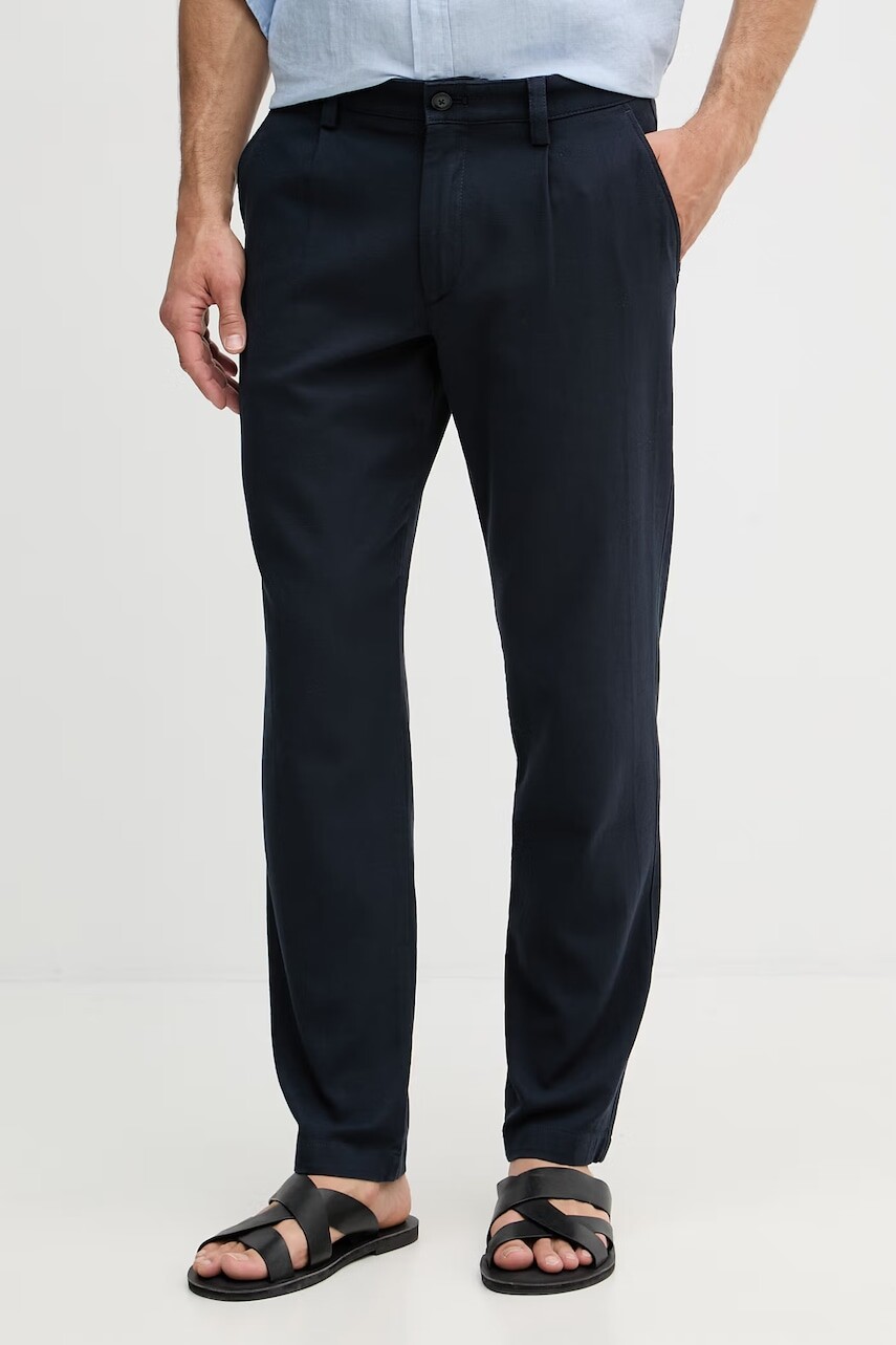 BOSS Orange nohavice chinos pánske bavlnené s elastanom Pleated