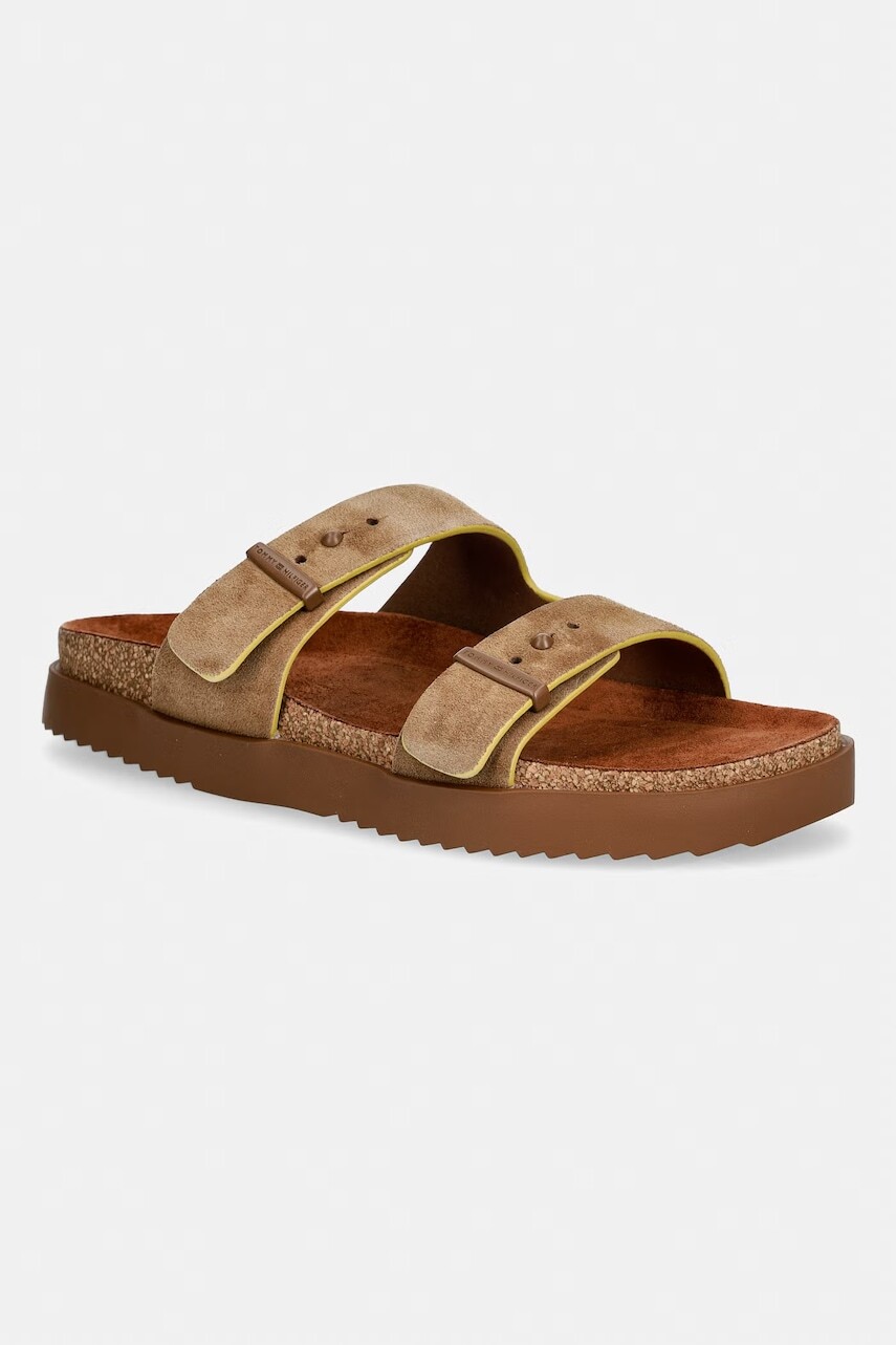 Tommy Hilfiger šľapky pánske semišové CORK ADJUSTABLE SUEDE SANDAL