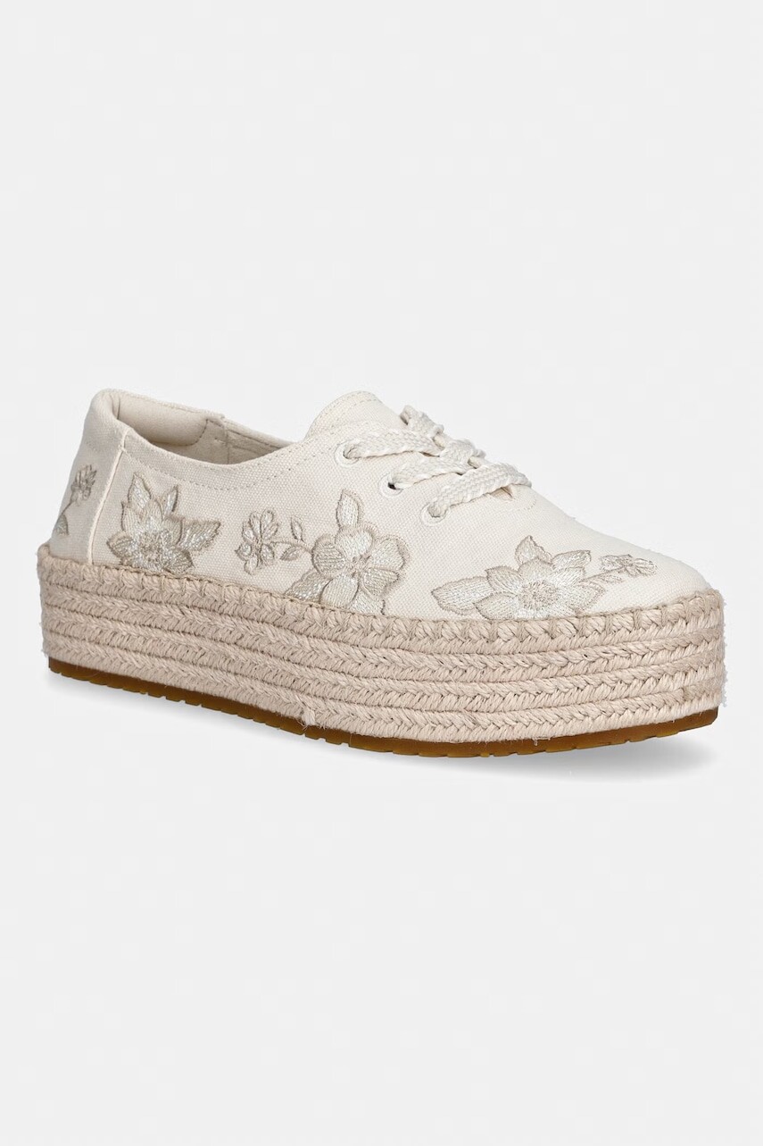 Toms espadrilky na platforme dámske VALENCIA LACE UP