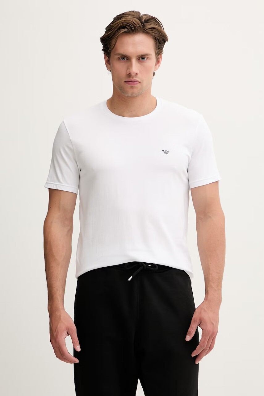 Emporio Armani Underwear basic tričko pánske bavlnené s elastanom 2-pack