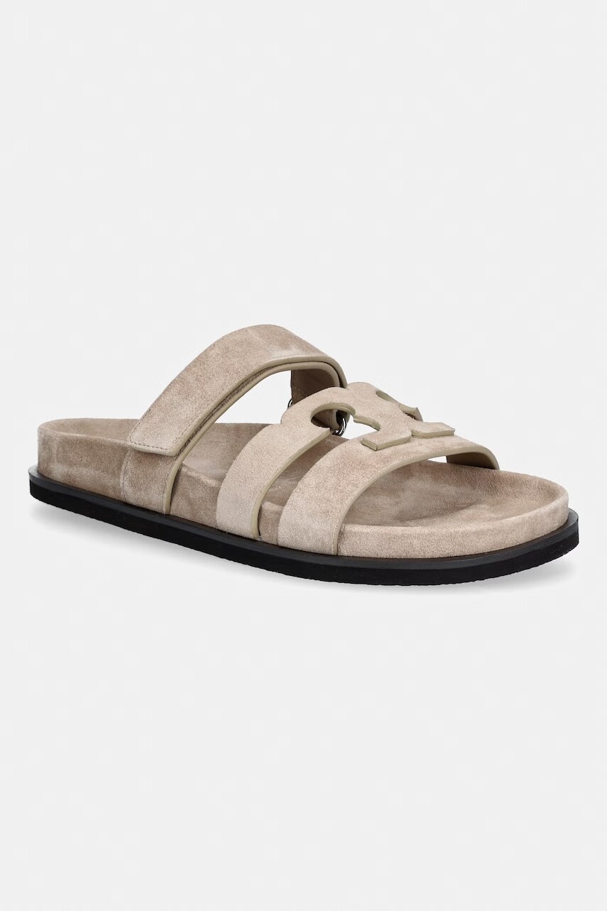 Tory Burch šľapky na plochom podpätku dámske semišové Ines Sport Slide