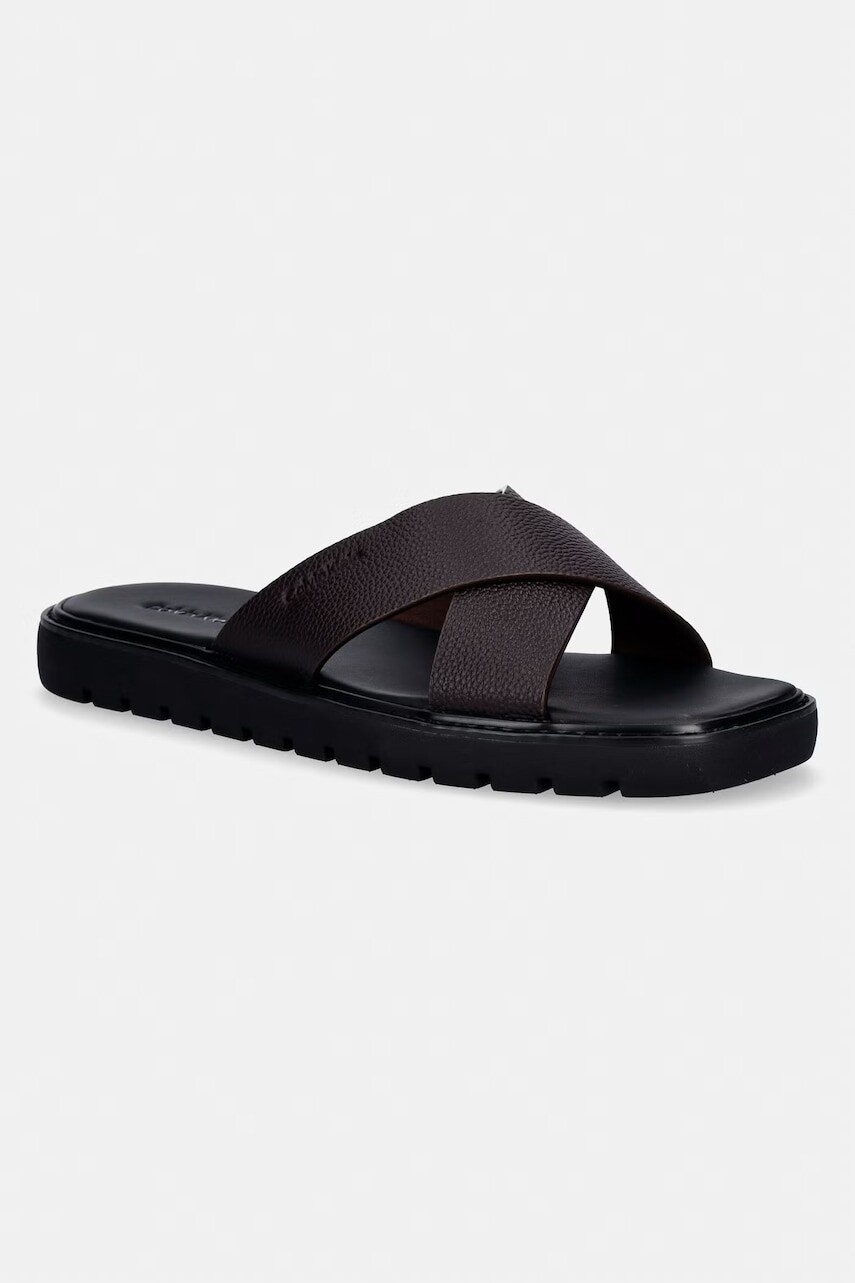 Calvin Klein šľapky pánske kožené SQ MOLDED SANDAL XCROSS LTH