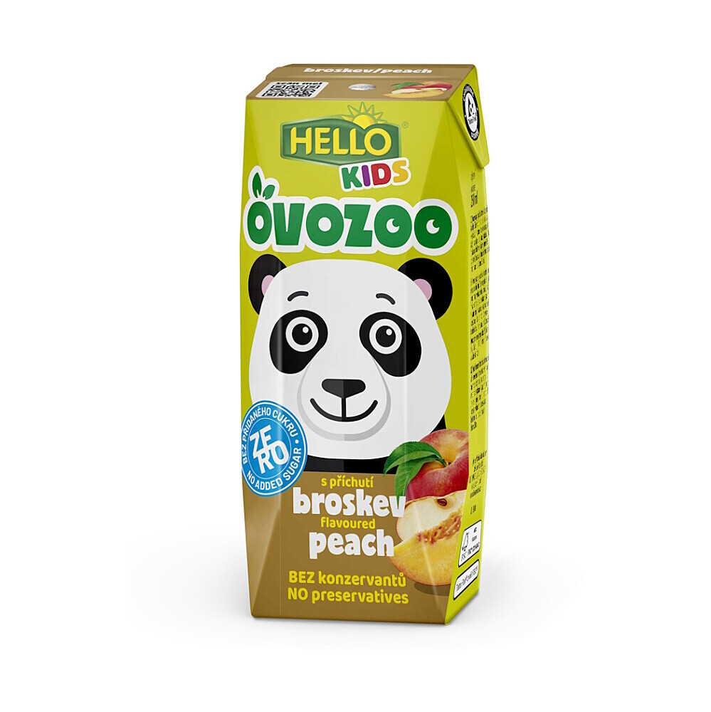 HELLO Ovozoo broskyňa zero 250 ml x 18 kusov