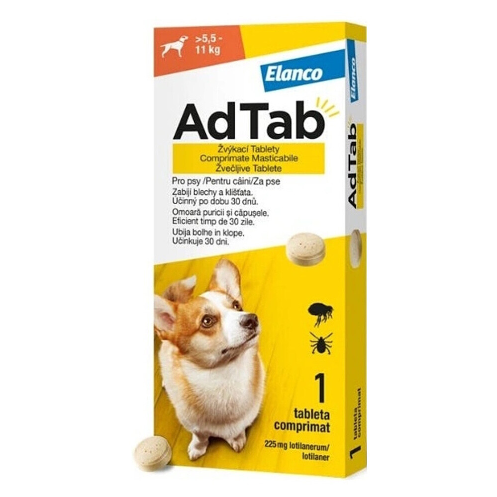 ADTAB 225 mg žuvacia tableta pre psov od 5,5–11 kg 1 kus