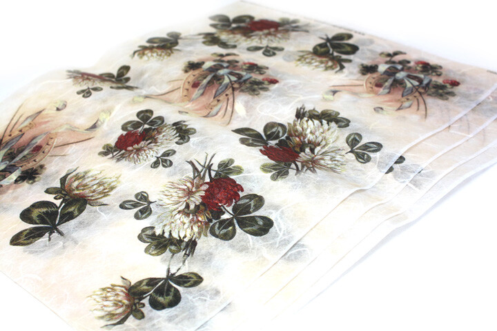 Ryžový papier MONDODECOUPAGE s potlačou - červené kvety