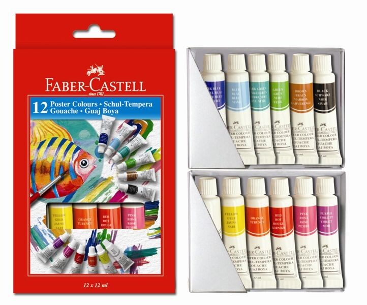 Temperové farby v tube 12 farebné. 12 ml.